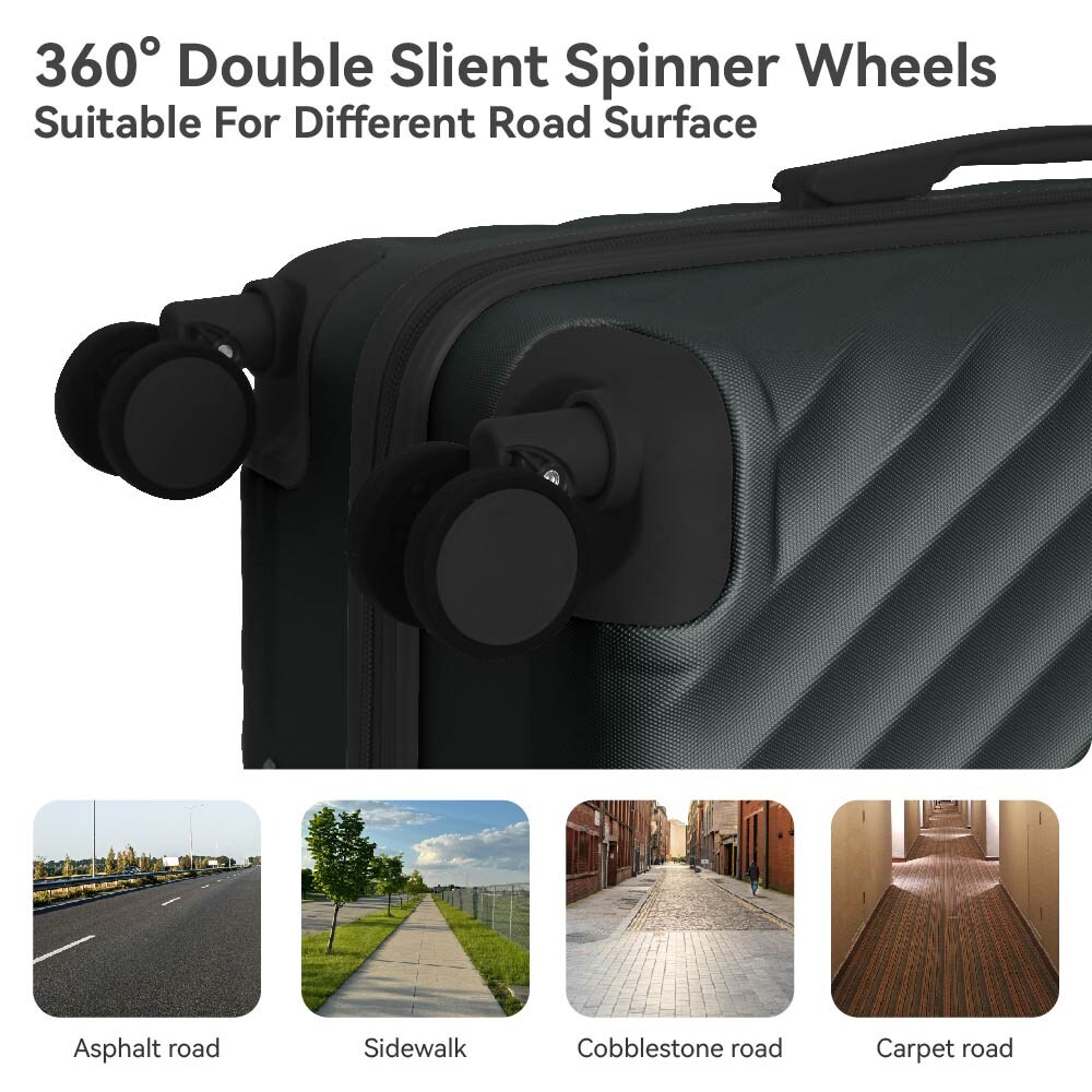 Luggage Sets ABS Hardshell 3pcs Luggage, Lightweight Durable Suitcase Sets Spinner Wheels Suitcase With TSA Lock 20''24''28'' Available(Dark Green）_voghion.com